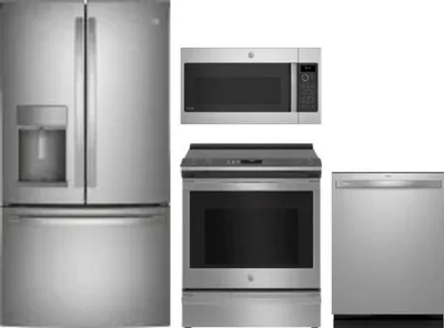 4 Piece Package Includes Refrigerator, Range, Microwave And Dishwasher